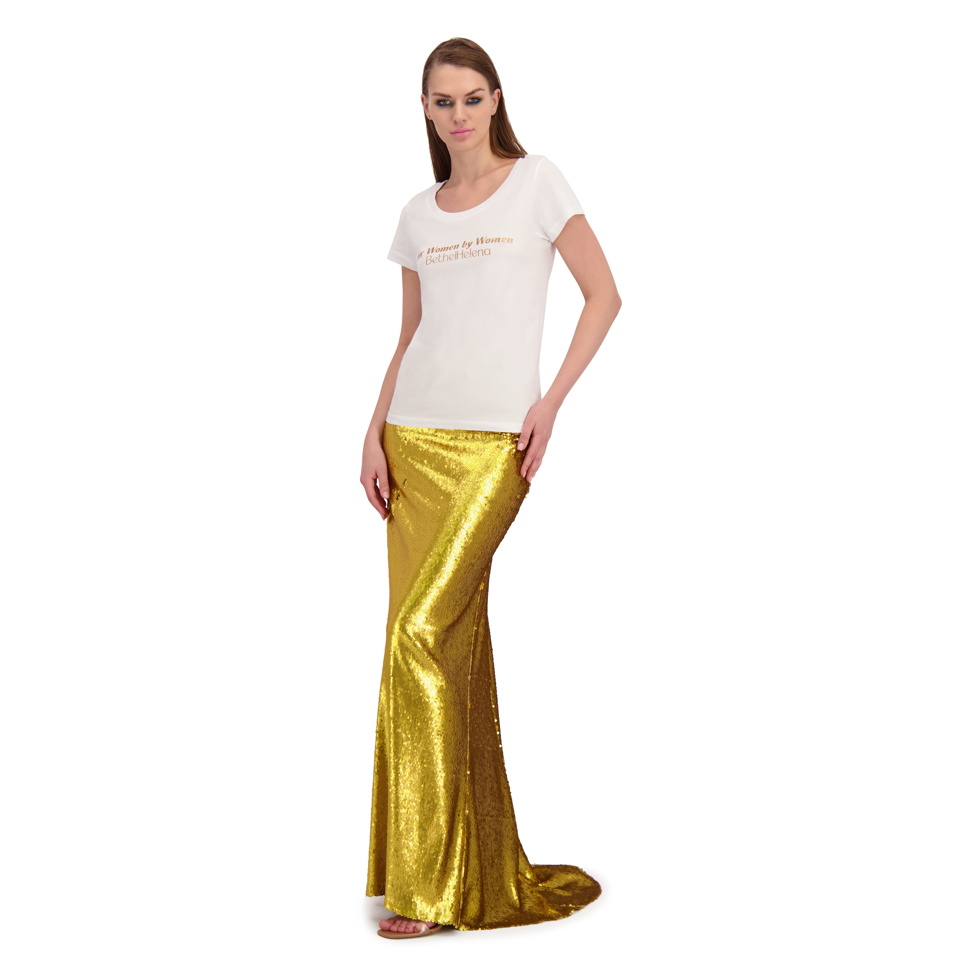 For Women By Women Tee, Gold Text