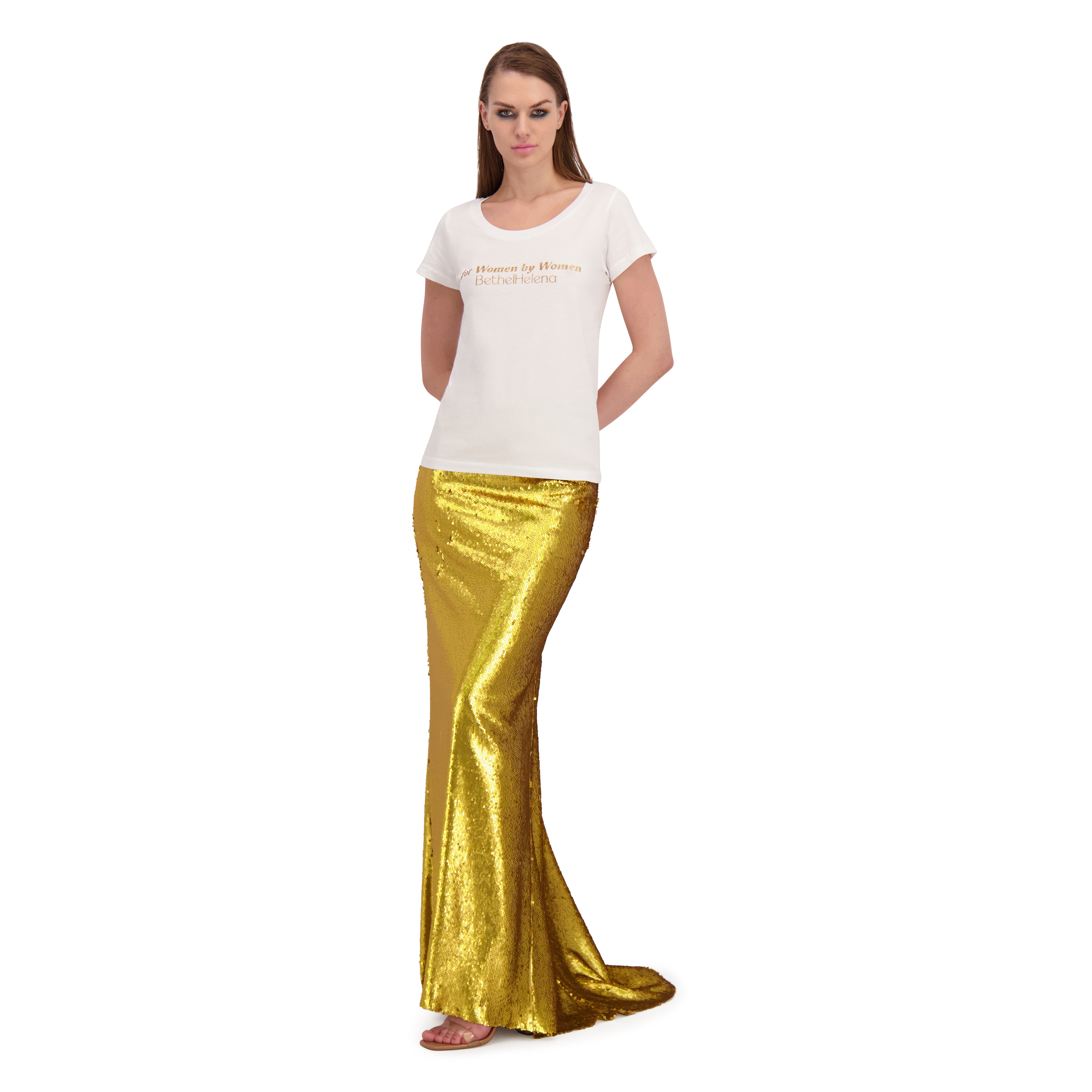 For Women By Women Tee, Gold Text