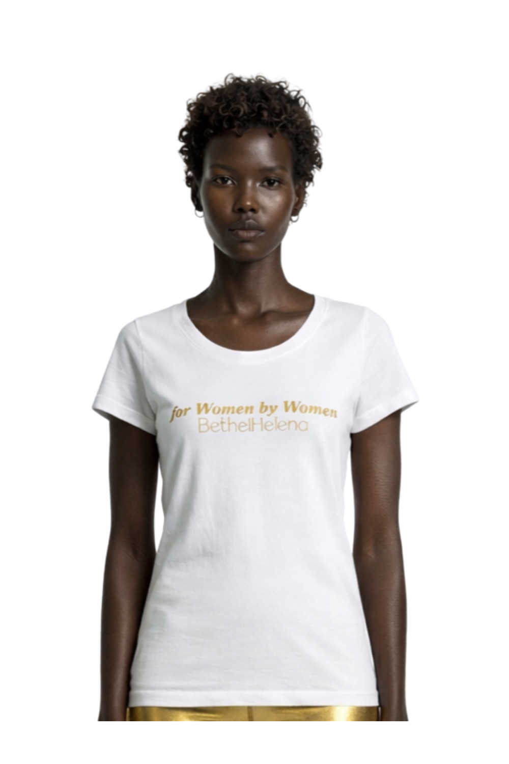 For Women By Women Tee, Gold Text
