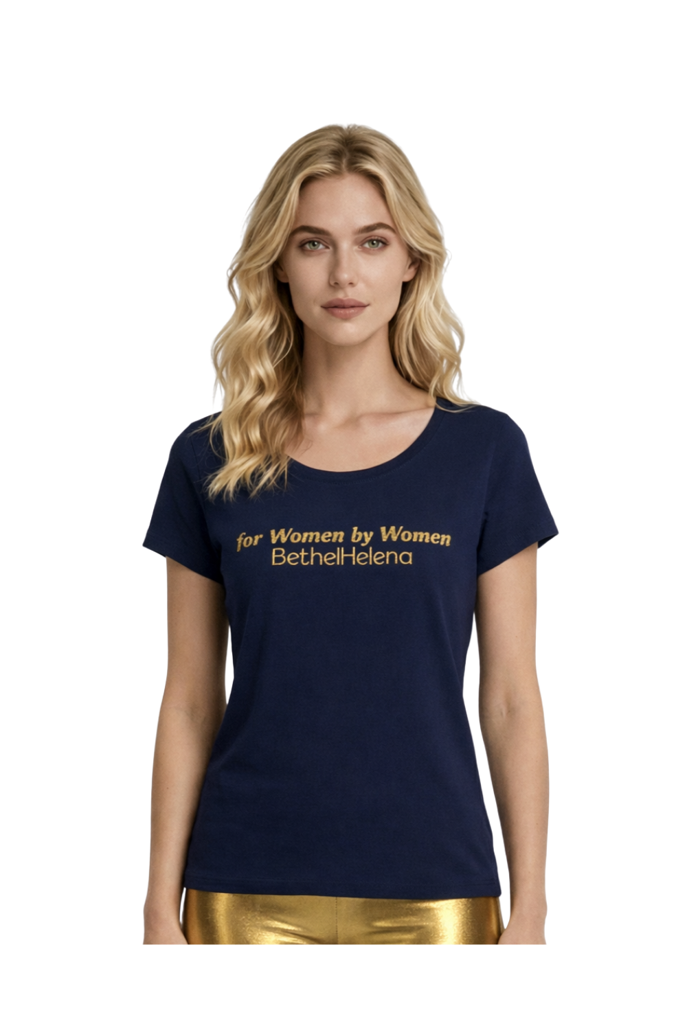 For Women By Women Tee, Gold Text