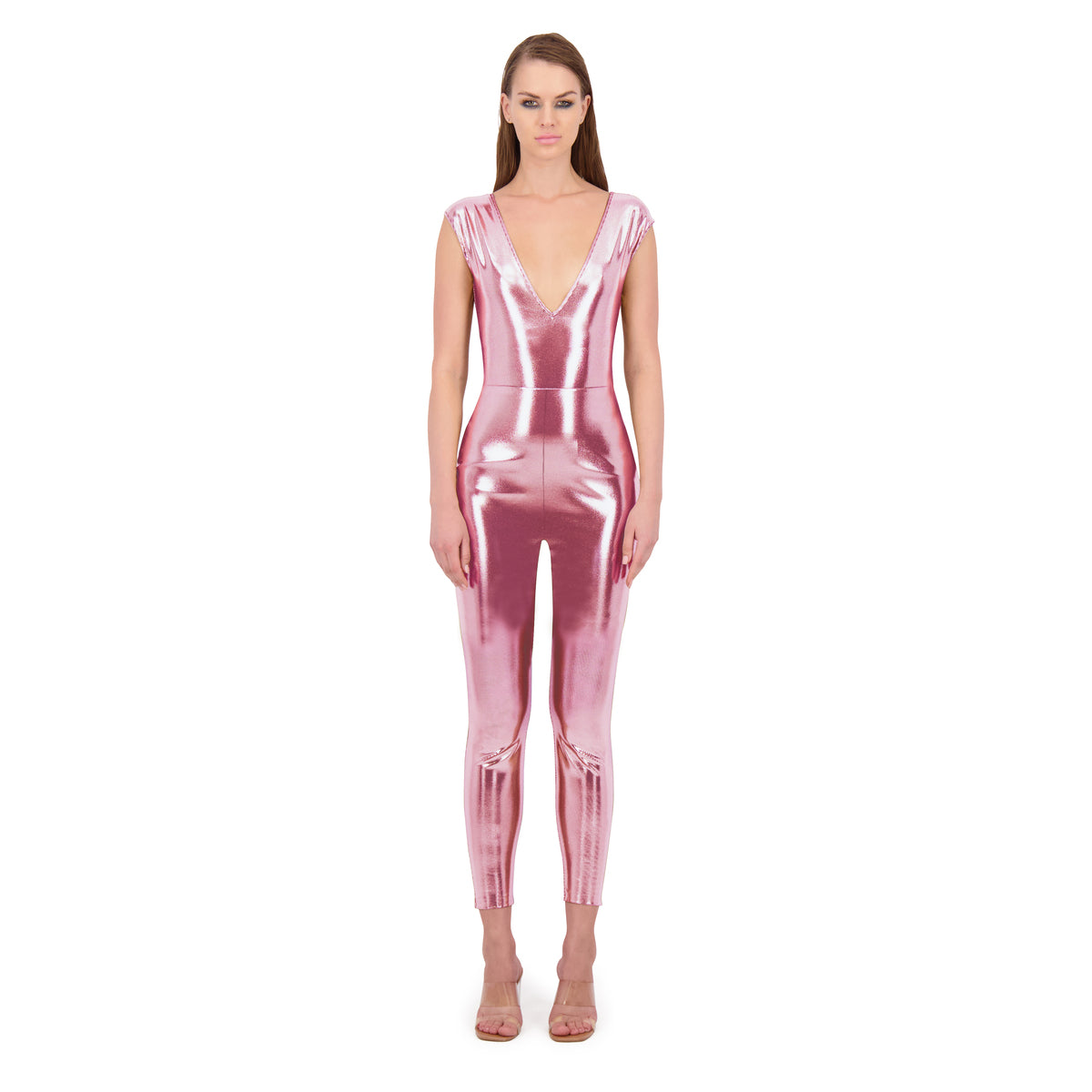Bare Jumpsuit in Holographic Fuchsia